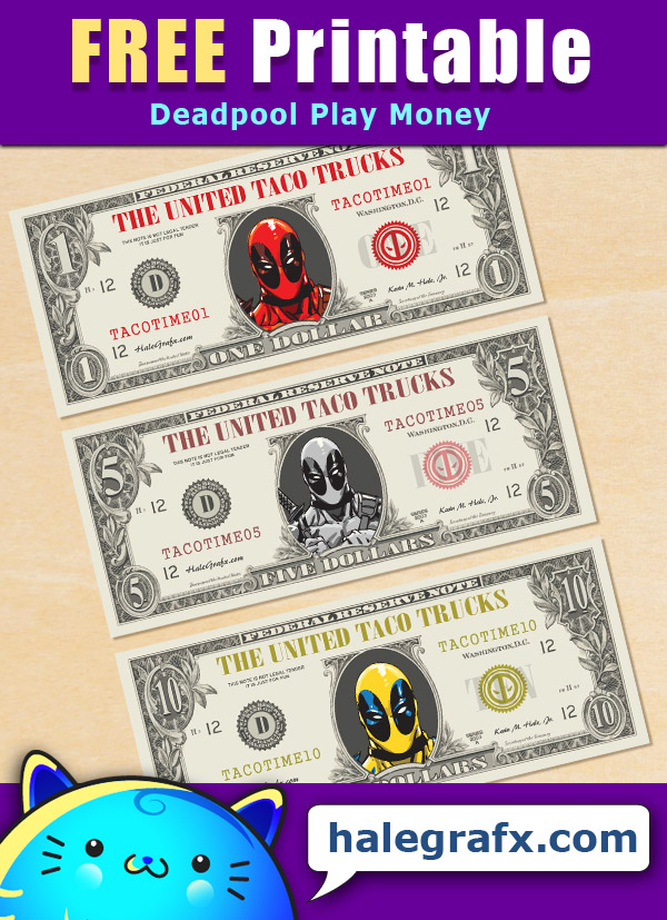 FREE Printable Deadpool Play Money