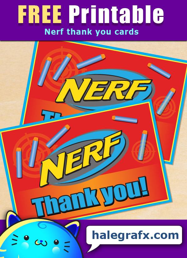 free printable nerf thank you card