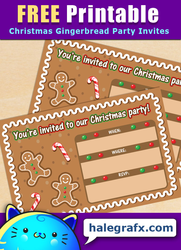 FREE Printable Gingerbread Christmas Party Invitation