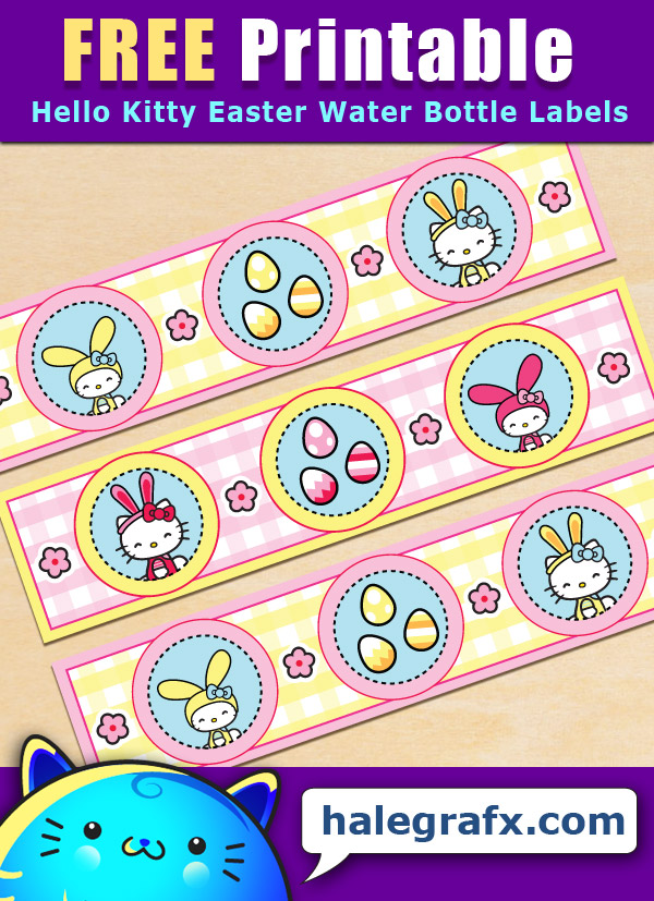 FREE Printable Easter Hello Kitty Water Bottle Labels