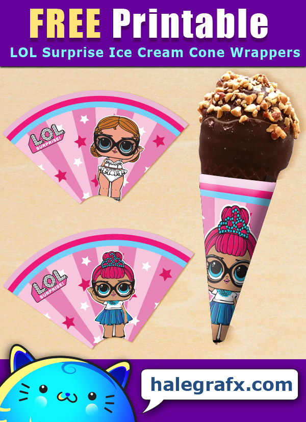 FREE Printable LOL Surprise Ice Cream Cone Wrappers