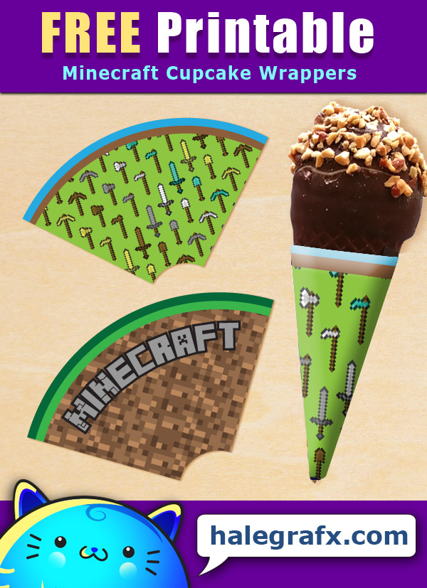 FREE Printable Minecraft Ice Cream Cone Wrappers