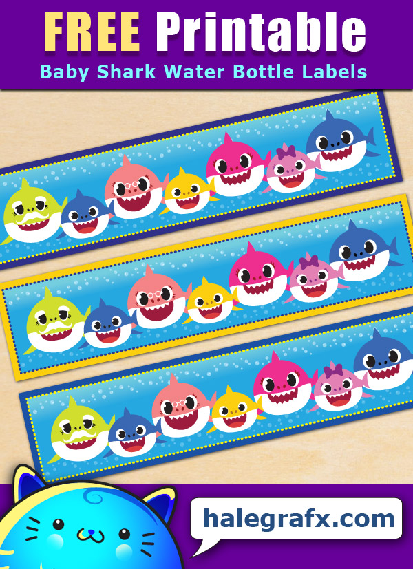 Free Printable Baby Shark Themed Water Bottle Labels Free Printable Baby Shark Themed Water Bottle Labels