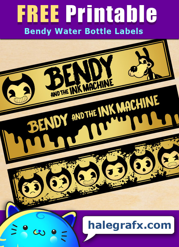 Free Printable Bendy and the Ink Machine Water Bottle Labels