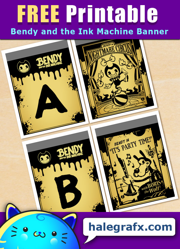 Bendy and the Ink Machine Birthday Thank You Tags 