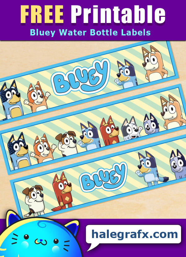 Free Printable Bluey Themed Water Bottle Labels