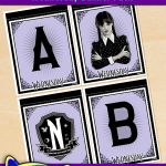 FREE Printable Wednesday Addams Alphabet Banner Pack