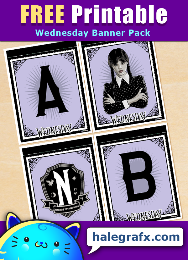 FREE Printable Wednesday Addams Alphabet Banner Pack