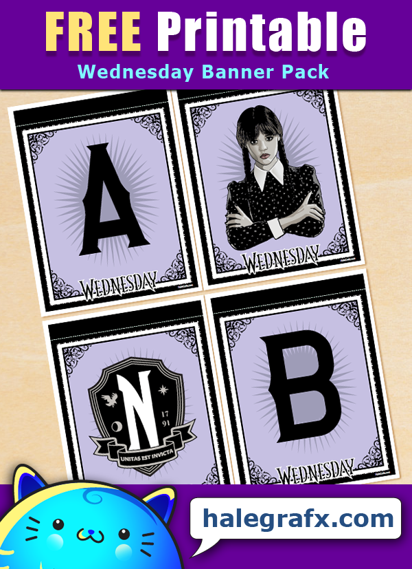 free-printable-wednesday-addams-alphabet-banner-pack