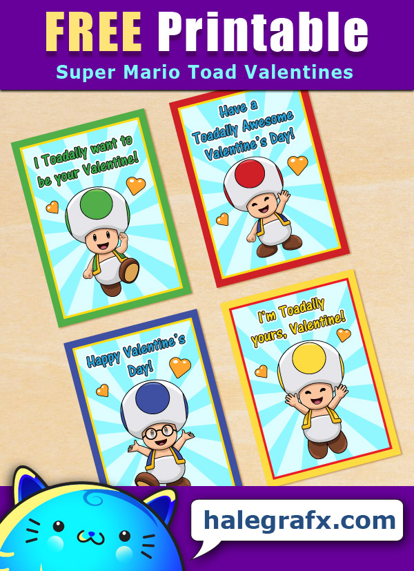 FREE Printable Super Mario Toad Valentines