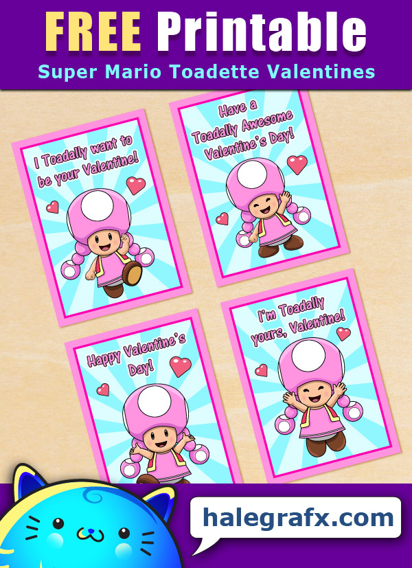 FREE Printable Super Mario Toadette Valentines