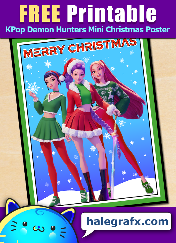 FREE Printable KPop Demon Hunters Christmas Mini Poster FREE Printable KPop Demon Hunters Christmas Mini Poster