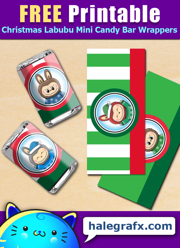 FREE Printable Christmas Labubu Mini Candy Bar Wrappers FREE Printable Christmas Labubu Mini Candy Bar Wrappers