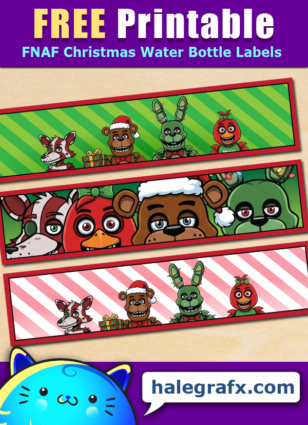 Free Printable Five Nights at Freddy's Christmas Water Bottle Labels Free Printable Five Nights at Freddy's Christmas Water Bottle Labels