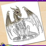 FREE Printable Undead Dragon Skeleton Coloring Page