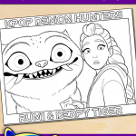 FREE Printable KPop Demon Hunters Rumi and Derpy Coloring Page