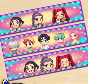 Free printable Kpop Demon Hunters Chibi Water Bottle Labels