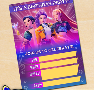 Free Printable Kpop Demon Hunters Huntrix Invitation