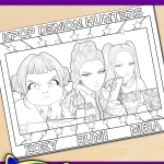 FREE Printable KPop Demon Hunters Huntrix Coloring Page