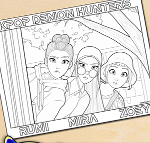 Free printable Kpop Demon Hunters Huntrix Coloring Page