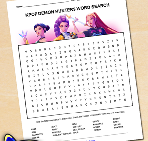 Free Printable K-Pop Demon Hunters Word Search