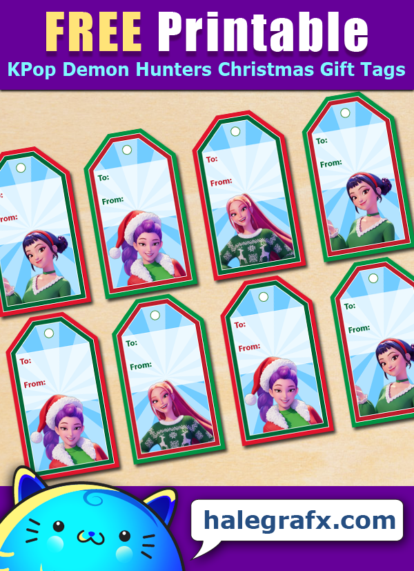 FREE Printable KPop Demon Hunters Christmas Gift Tags FREE Printable KPop Demon Hunters Christmas Gift Tags