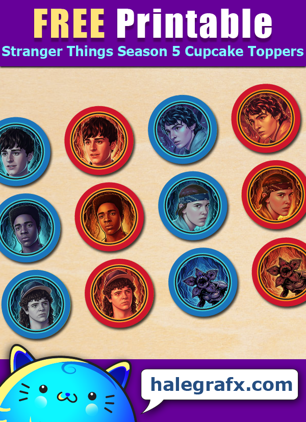 Free Printable Stranger Things Season 5 Cupcake Toppers Free Printable Stranger Things Season 5 Cupcake Toppers
