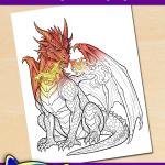FREE Printable Fire Dragon Coloring Page