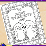 FREE Printable Valentine’s Day Penguin Coloring Page