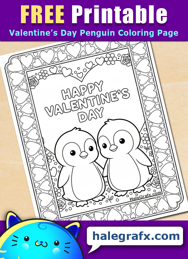 FREE Printable Valentine's Day Penguin Coloring Page FREE Printable Valentine's Day Penguin Coloring Page