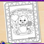 FREE Printable Valentine Teddy Bear Coloring Page