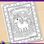 FREE Printable Valentine Unicorn Coloring Page