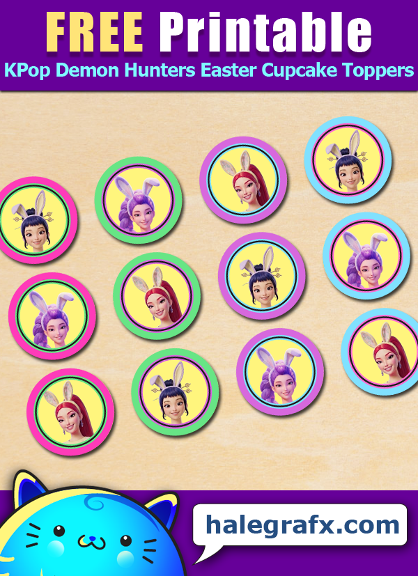 Free Printable KPop Demon Hunters Easter Cupcake Toppers Free Printable KPop Demon Hunters Easter Cupcake Toppers