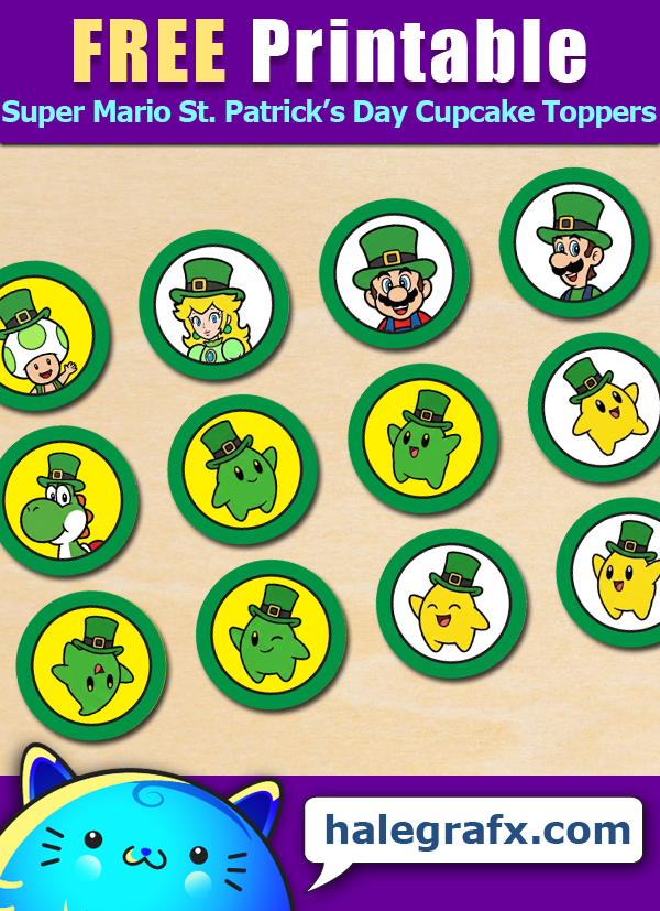 Free Printable Super Mario St. Patrick's Day Cupcake Toppers Free Printable Super Mario St. Patrick's Day Cupcake Toppers
