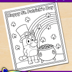 FREE Printable St. Patrick’s Day Bluey Coloring Page