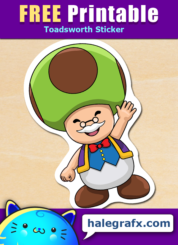 FREE Printable Super Mario Bros. Toadsworth Sticker FREE Printable Super Mario Bros. Toadsworth Sticker