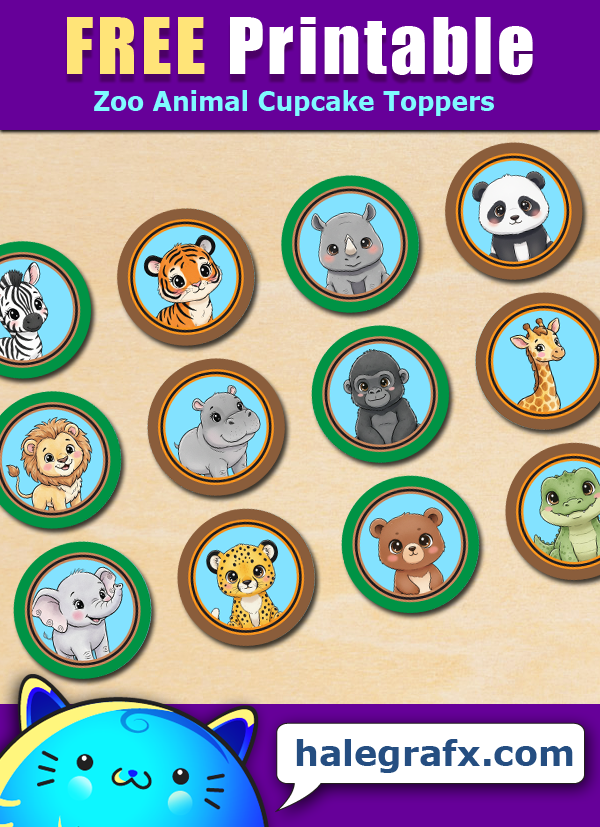 Free Printable Zoo Animal Cupcake Toppers Free Printable Zoo Animal Cupcake Toppers