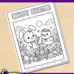 FREE Printable Easter Bunny and Chick Coloring Page