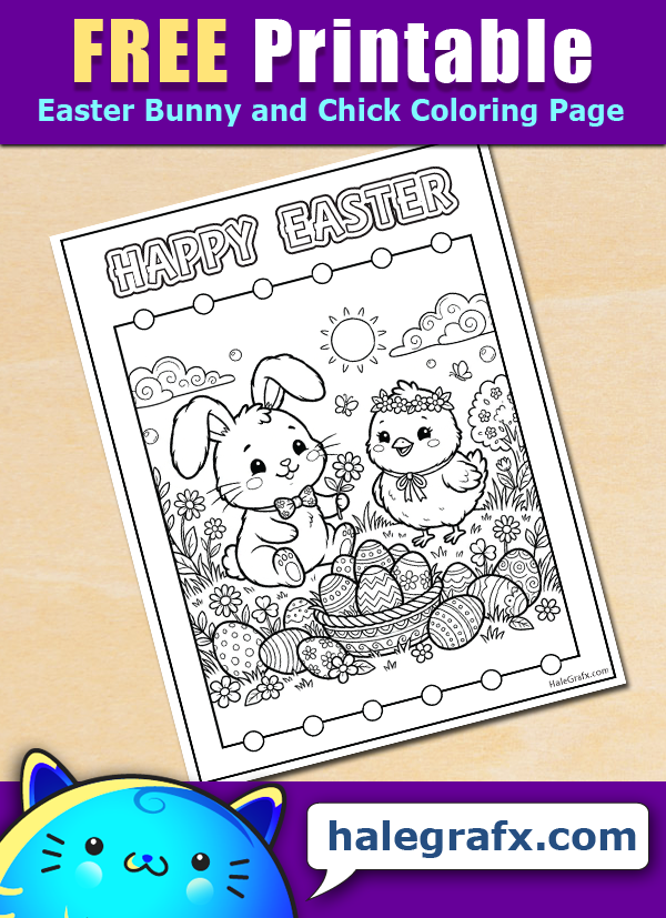 FREE Printable Easter Bunny and Chick Coloring Page FREE Printable Easter Bunny and Chick Coloring Page
