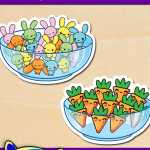 FREE Printable Kawaii Easter Jelly Bunnies and Carrot Bowl Stickers