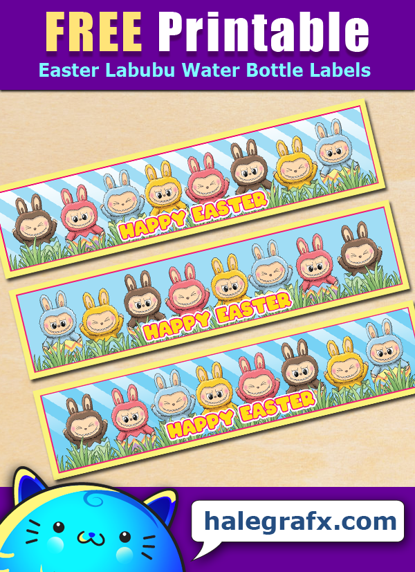 Free Printable Easter Labubu Themed Water Bottle Labels Free Printable Easter Labubu Themed Water Bottle Labels