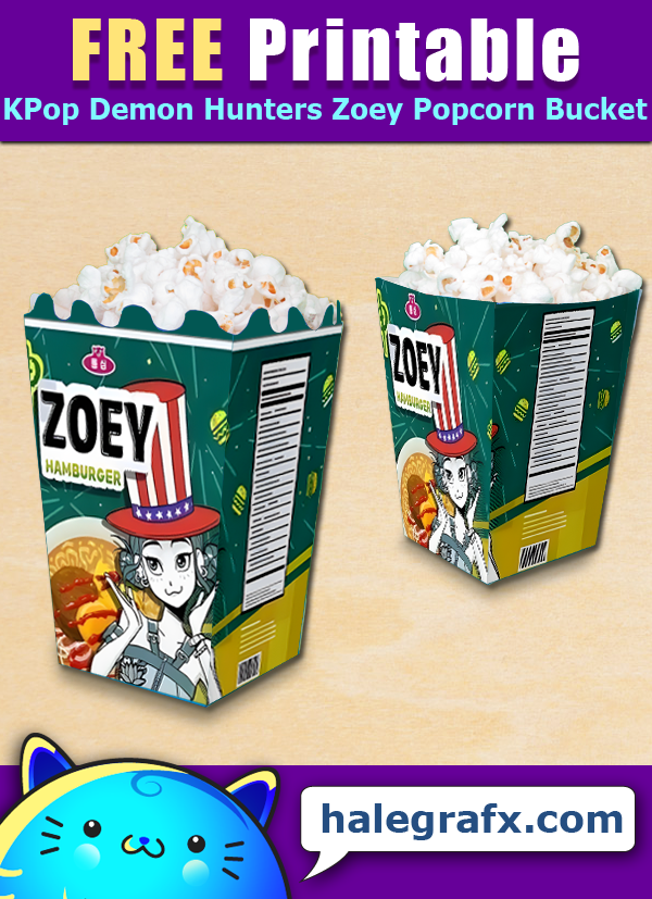 FREE Printable KPop Demon Hunters Zoey Popcorn Box FREE Printable KPop Demon Hunters Zoey Popcorn Box